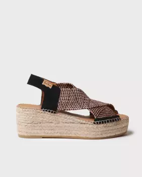 Женские эспадрильи на платформе с перекрестными вставками из двухцветной резинки Toni Pons, черный