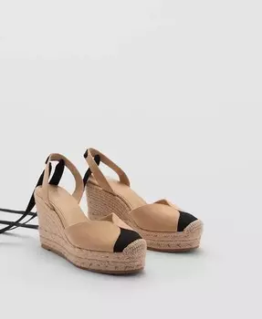 Женские эспадрильи на шнуровке MANGO, бежевый