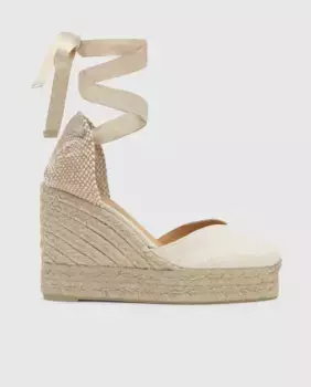 Женские эспадрильи на танкетке Chiara с застежкой в нос и двойной платформой Castaer, белый
