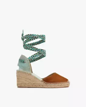 Женские эспадрильи на танкетке Columba124 на подошве из 100% экологического джута star love, коричневый