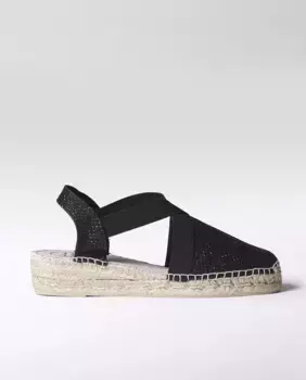 Женские эспадрильи на танкетке из блестящей ткани на резинках Toni Pons, черный
