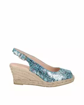 Женские эспадрильи на танкетке из фантазийной кожи Viguera, бирюзовый