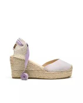 Женские эспадрильи на танкетке из кожи сиреневого цвета Vidorreta, сиреневый