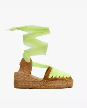 Женские эспадрильи на танкетке из кожи горчичного цвета Star love, горчичный