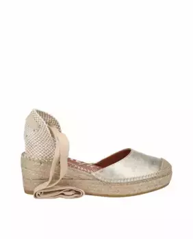 Женские эспадрильи на танкетке из кожи с лентами Viguera, золото