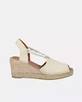 Женские эспадрильи на танкетке из кожи с резинками D'Chicas, цвет Camel