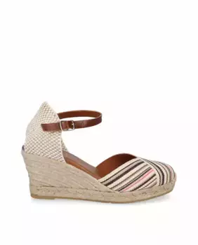 Женские эспадрильи на танкетке из полосатого хлопка Viguera, цвет Crema
