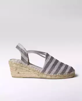 Женские эспадрильи на танкетке из полосатой ткани на резинках Toni Pons, коричневый