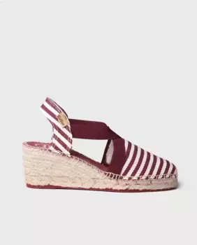 Женские эспадрильи на танкетке из полосатой ткани на резинках Toni Pons, бордовый