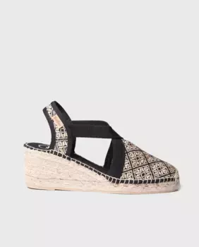 Женские эспадрильи на танкетке из принтованной ткани с резинками Toni Pons, черный