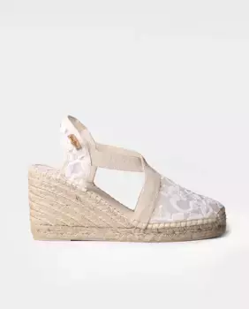 Женские эспадрильи на танкетке из принтованной ткани с резинками Toni Pons, цвет Crudo