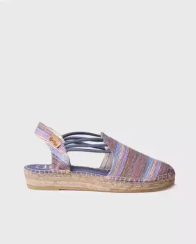 Женские эспадрильи на танкетке из принтованной ткани с резинками Toni Pons, синий