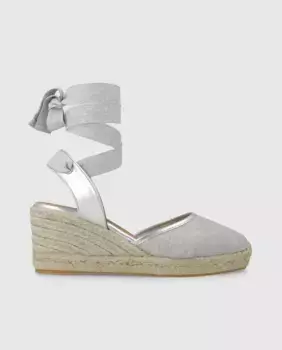 Женские эспадрильи на танкетке из текстиля и кожи Lodi, серебряный