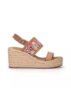 Женские эспадрильи на танкетке из ткани с разноцветным принтом Pedro Miralles, оранжевый