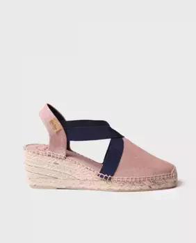 Женские эспадрильи на танкетке из ткани однотонных тонов на резинке Toni Pons, розовый