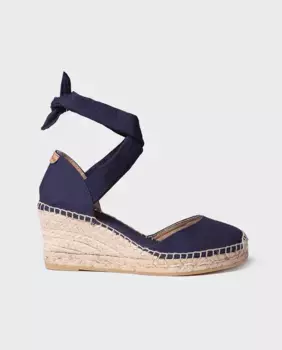 Женские эспадрильи на танкетке из ткани, завязывающиеся на щиколотке Toni Pons, тёмно-синий