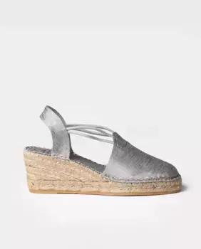 Женские эспадрильи на танкетке из ткани однотонных тонов на резинках Toni Pons, серебряный