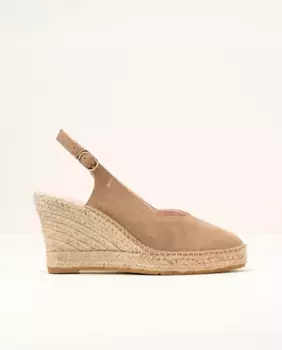 Женские эспадрильи на танкетке из замши с тонким мыском Macarena, цвет Topo