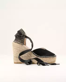 Женские эспадрильи на танкетке на платформе из хлопка Macarena, черный