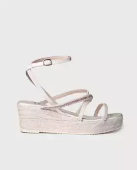 Женские эспадрильи на танкетке с атласными ремешками Toni Pons, цвет Crudo