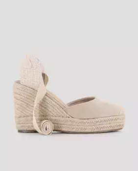 Женские эспадрильи на танкетке с лентами и круглым носком Blogger, бежевый
