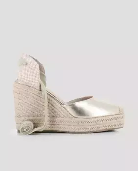Женские эспадрильи на танкетке с лентами и круглым носком Blogger, золотой