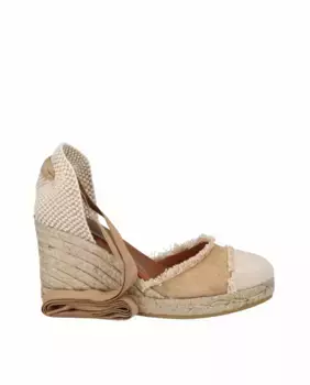 Женские эспадрильи на высокой танкетке с лентами и острым носком от Cristina Cerqueiras Viguera, цвет Crudo