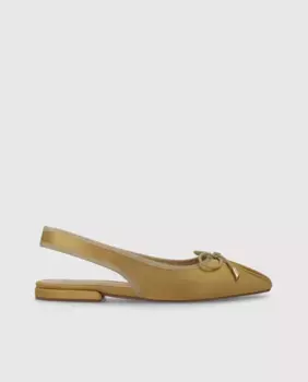 Женские атласные балетки с открытой спиной и бантом Lodi, золотой