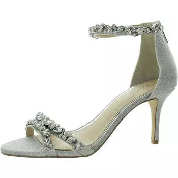 Женские атласные босоножки Caroline с декоративным узором Jewel Badgley Mischka, серебряный