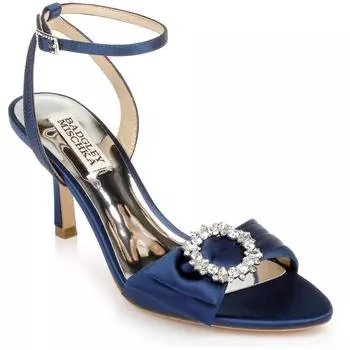 Женские атласные босоножки Marci с декоративным узором Badgley Mischka, темно-синий