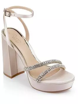 Женские атласные босоножки на платформе Rochel Jewel Badgley Mischka, цвет champagne satin