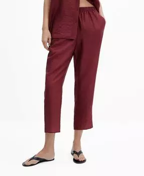 Женские атласные брюки из лиоцелла MANGO, красный