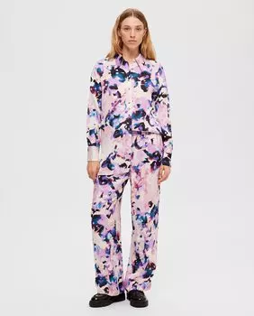 Женские атласные брюки с принтом Selected Femme, светло-розовый