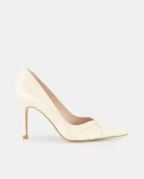 Женские атласные кожаные туфли Sabi со плиссированным вырезом и каблуком-шпилькой Lodi, бежевый