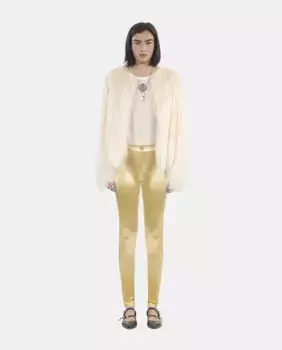 Женские атласные леггинсы с задними карманами The Kooples, жёлтый