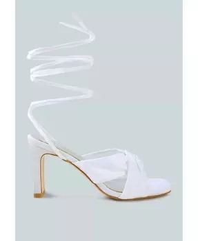 Женские атласные сандалии Chasm со сборками и завязками на ремешке London Rag, белый