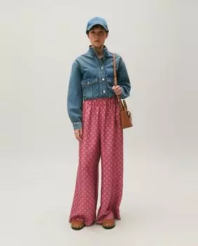 Женские атласные широкие брюки с принтом Claudie Pierlot, розовый