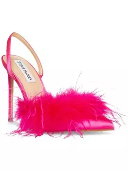 Женские атласные туфли Alexis с перьями Steve Madden, цвет Pink Satin