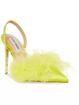 Женские атласные туфли Alexis с перьями Steve Madden, цвет Lime Fabric