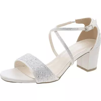 Женские атласные туфли с декоративным блочным каблуком Paradox London, белый
