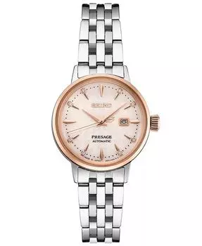 Женские автоматические часы Presage Diamond (1/10 карата) из нержавеющей стали с браслетом, 30 мм Seiko, розовый