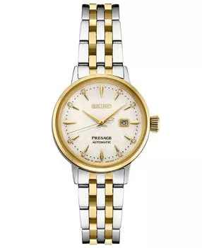 Женские автоматические часы Presage Diamond (1/10 карата t.w.), двухцветный браслет из нержавеющей стали, 30 мм Seiko