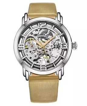 Женские автоматические часы с бежевым ремешком из натуральной кожи, 40 мм Stuhrling, белый