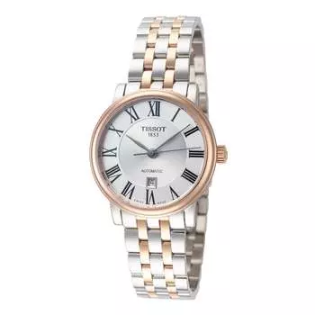 Женские автоматические часы Tissot Carson 30 мм, цвет silver and rose gold