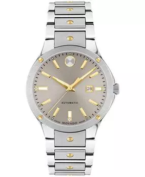 Женские автоматические швейцарские автоматические часы серебристого цвета из нержавеющей стали желтого цвета с браслетом физического осаждения из паровой фазы, 33 мм Movado