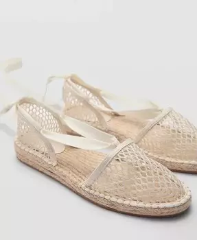 Женские ажурные эспадрильи MANGO, бежевый