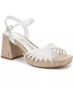 Женские ажурные босоножки на платформе с ремешками и квадратным каблуком Lacey Block Heel Strappy Platform Sandals Sam and Libby, белый