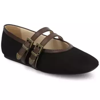 Женские балетки Florene с миндалевидным носком и пряжкой в стиле Mary Jane Journee, цвет black chocolate
