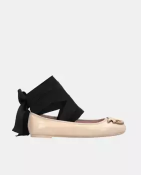 Женские балетки Gioia из кожи с лентой Pinko, бежевый