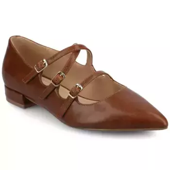 Женские балетки Gretel с острым носком, квадратным каблуком и множеством ремешков Journee, мультиколор